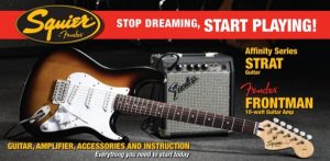 Squier by Fender Stratocaster Guitar Pack + Frontman 10
