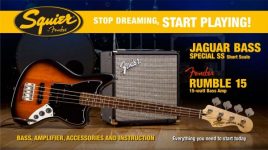 Squier Jaguar Bass by Fender Guitar Pack + Rumble 15