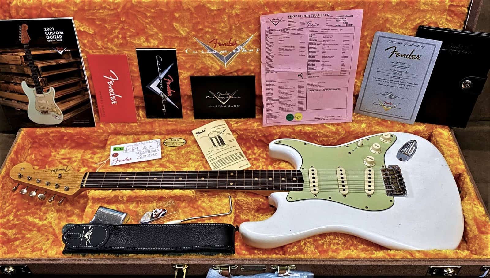 White　Olympic　Custom　Journeyman　Relic　Sold　Aged　Board,　Shop,　Rosewood　Black　1960　Stratocaster　Fender　AAA　Dot　Music