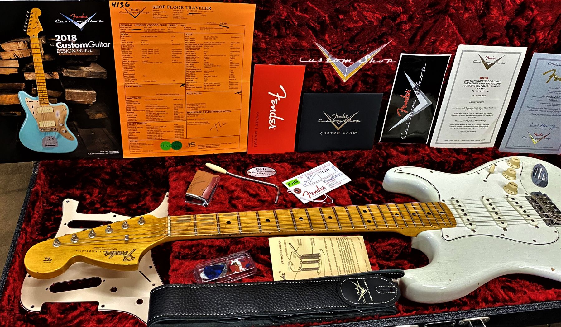 Fender　Voodoo　Black　Relic,　Sold　1968　Music　Child　White　Journeyman　Hendrix　Jimi　Olympic　Signature　Stratocaster　2018　Dot